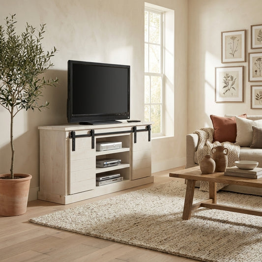 Vintage Barn Door TV Console in Douglas Fir and Pine, White Fir