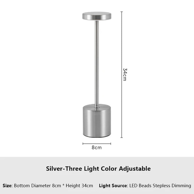 Elegant Touch Sensor LED Table Lamp - Rechargeable Desk Lamp with 3 Color Modes