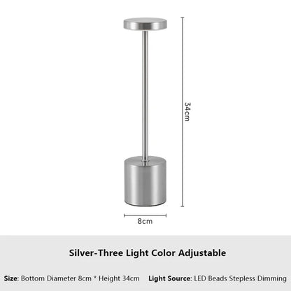 Elegant Touch Sensor LED Table Lamp - Rechargeable Desk Lamp with 3 Color Modes