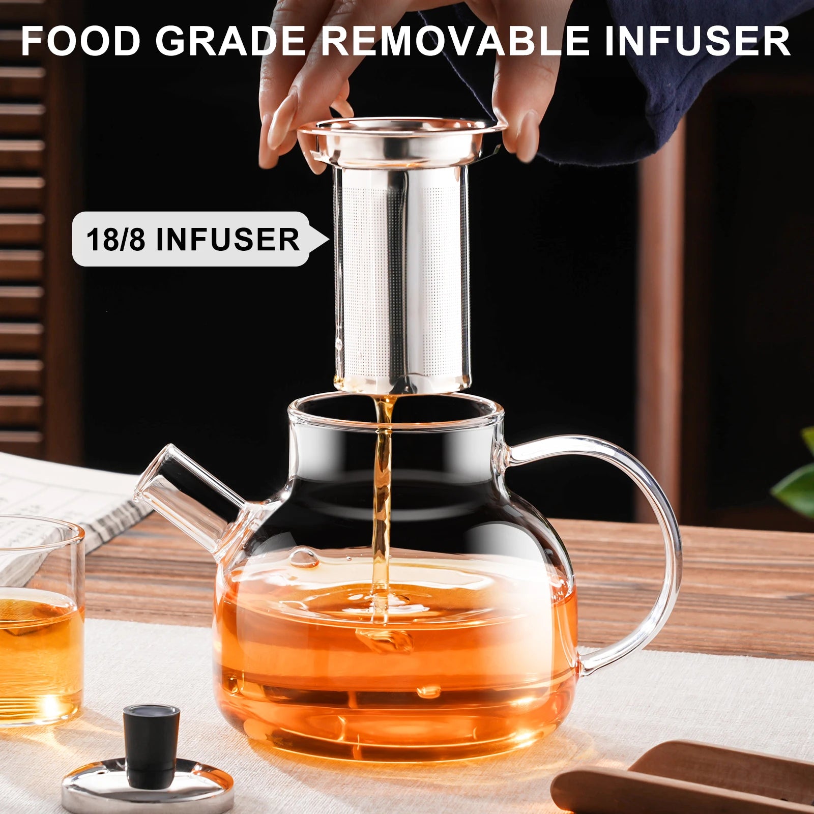 1800ML Glass Water Jug for Home & Kitchen - Transparent Coffee Pot, Teaware, Drinkware for Camping and Daily Use