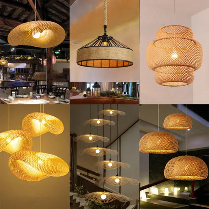 Bamboo Artistry Hand-Woven Pendant Lights - Exquisite Rattan Wicker Chandelier for Your Home