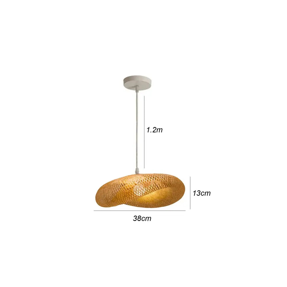 Bamboo Lampshade LED Pendant Lamp - Natural Rattan Wicker Ceiling Chandeliers with Hand-Woven E27 Lighting Fixtures