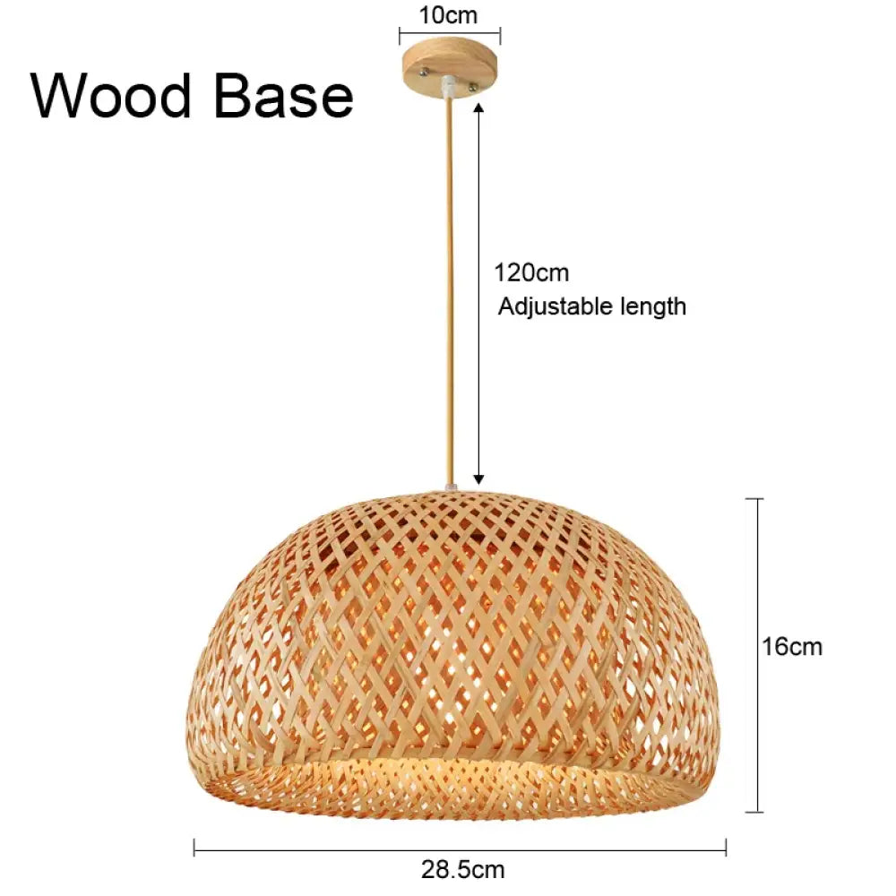 Bamboo Lampshade LED Pendant Lamp - Natural Rattan Wicker Ceiling Chandeliers with Hand-Woven E27 Lighting Fixtures