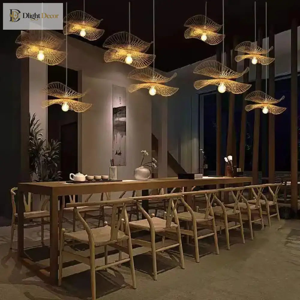 Bamboo Rattan Pendant Light | Kitchen Island Home Lighting