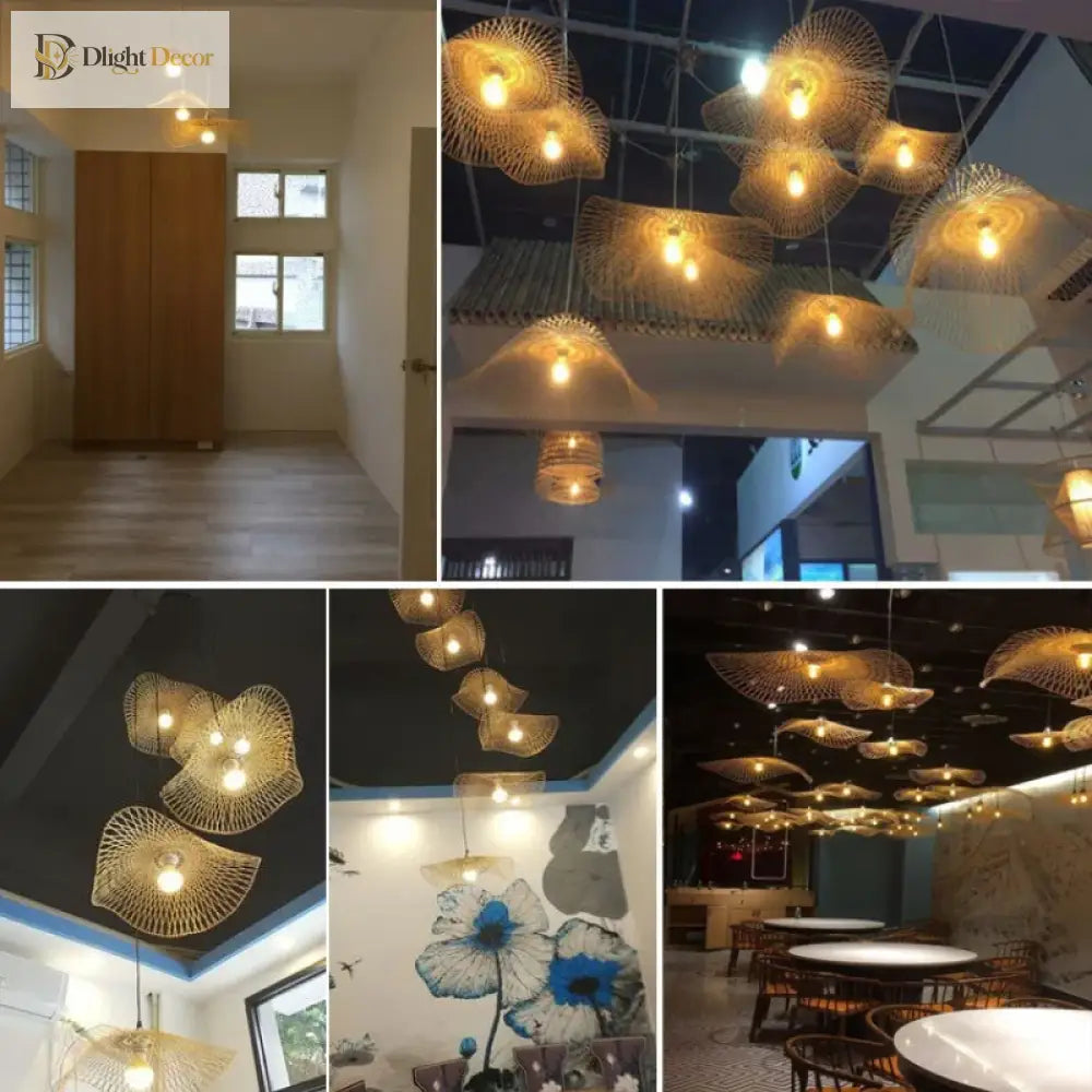 Bamboo Rattan Pendant Light | Kitchen Island Home Lighting