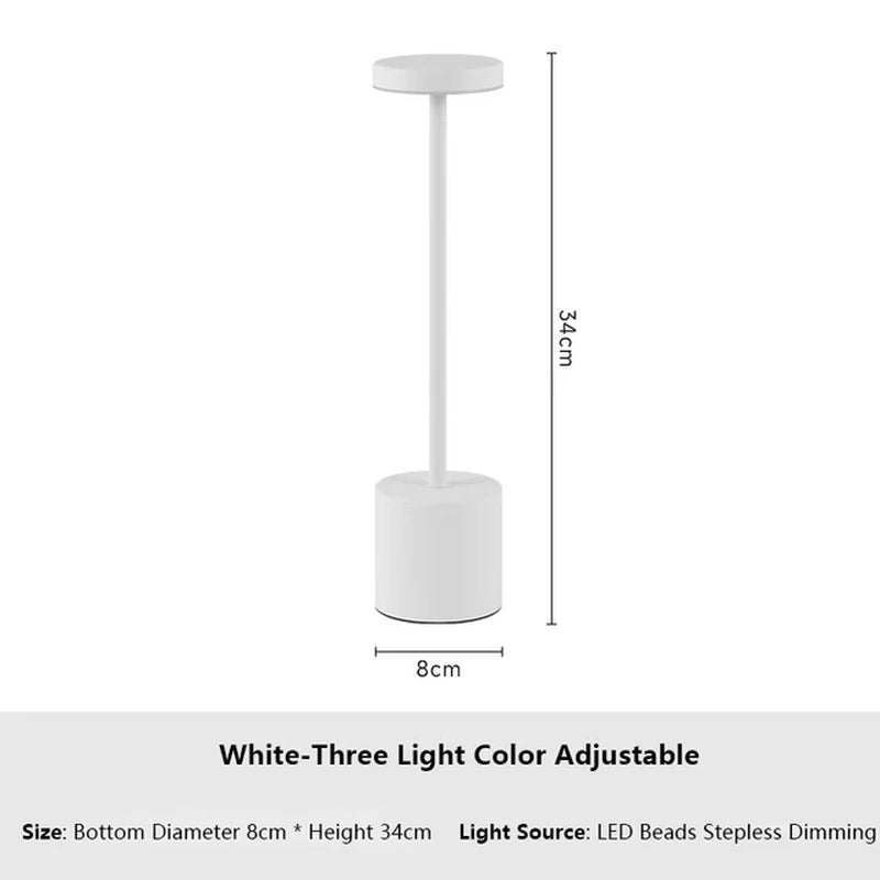 Elegant Touch Sensor LED Table Lamp - Rechargeable Desk Lamp with 3 Color Modes