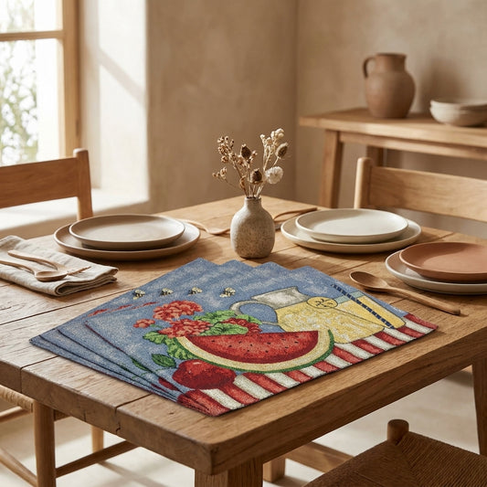 Tache Fruity Drinks Watermelon Lemonade Woven Tapestry Placemat Set (13082PM)