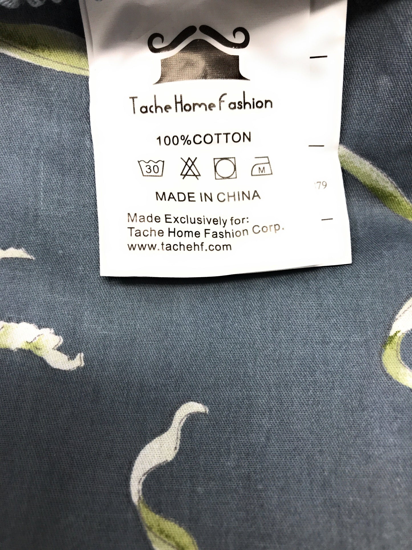 Tache Cotton Cherry Blossom Grey Floral Flat Sheet (2162FLT)