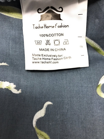 Tache Cotton Cherry Blossom Grey Floral Flat Sheet (2162FLT)