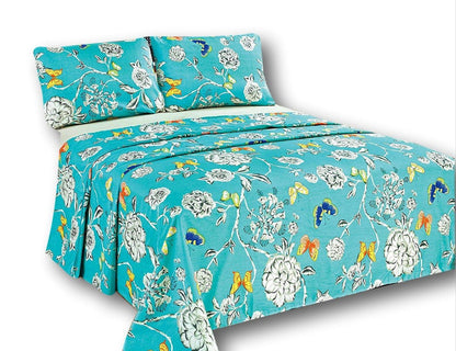 Tache Cotton Butterfly Wonderland Aqua Floral Flat Sheet (2142FLT)
