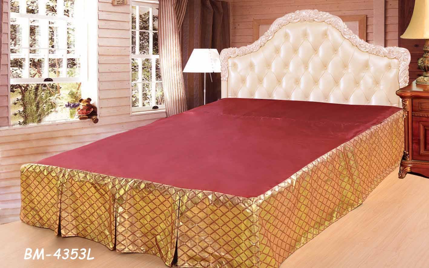 Tache Diamond Net Red Gold Argyle Pleated Tailored Platform 14" Bed Skirt Dust Ruffle (BSK-4353LC)