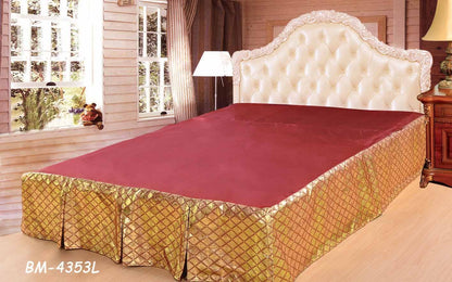 Tache Diamond Net Red Gold Argyle Pleated Tailored Platform 14" Bed Skirt Dust Ruffle (BSK-4353LC)