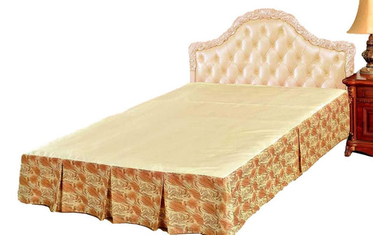 Tache Gold Orange Mist Swirl Pleated Tailored Platform 14" Bed Skirt Dust Ruffle (BSK-992L)