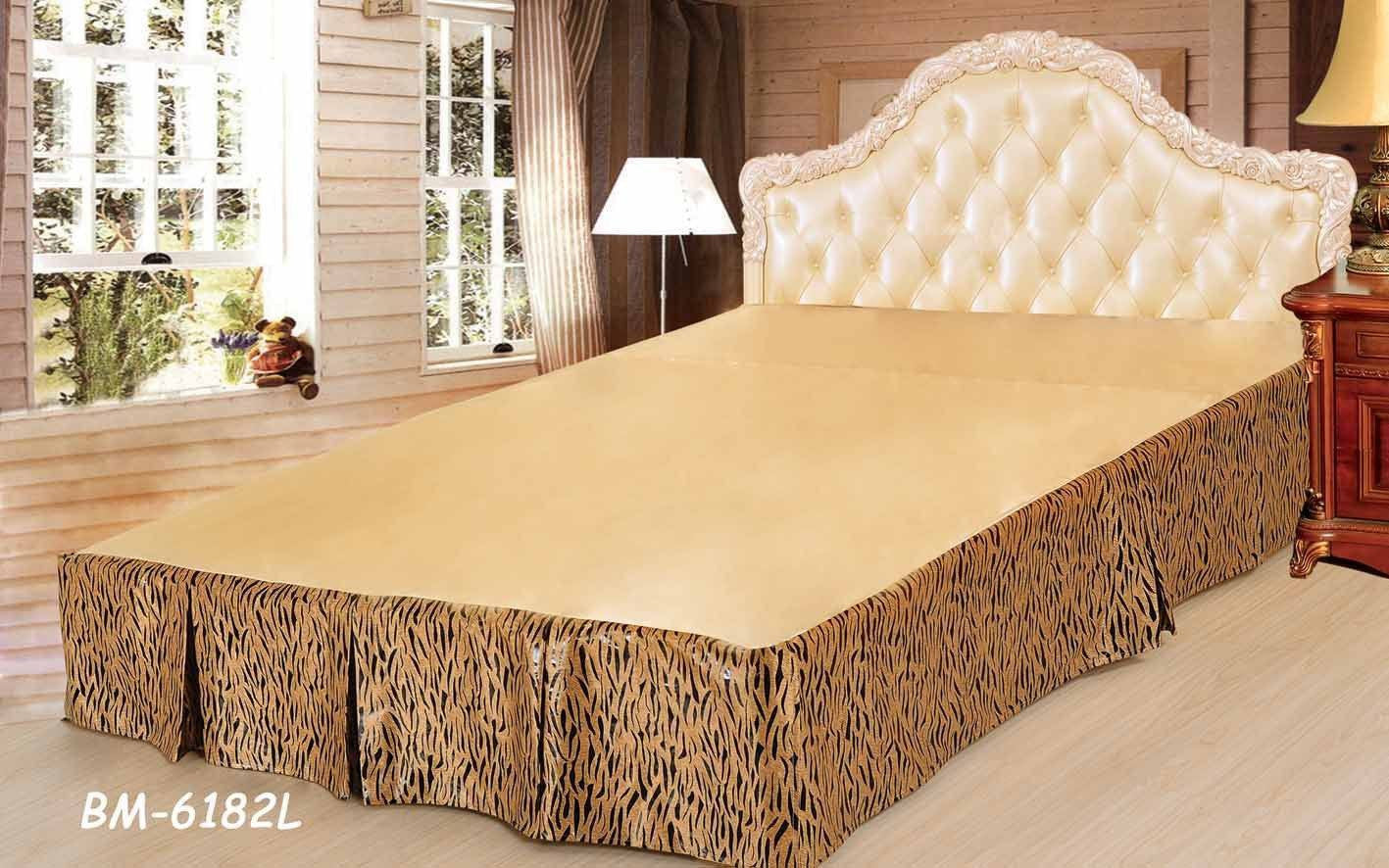 Tache Golden Brown Black Stripe Tiger Animal Print Jungle Dreams Pleated Tailored Platform 14" Bed Skirt Dust Ruffle (BSK-6182L)