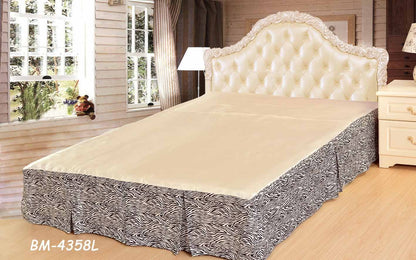 Tache Winter Moon Black Stripe Zebra Animal Print Gold Tailored Platform 14" Bed Skirt Dust Ruffle (BSK-4358L)