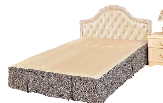 Tache Winter Moon Black Stripe Zebra Animal Print Gold Tailored Platform 14" Bed Skirt Dust Ruffle (BSK-4358L)