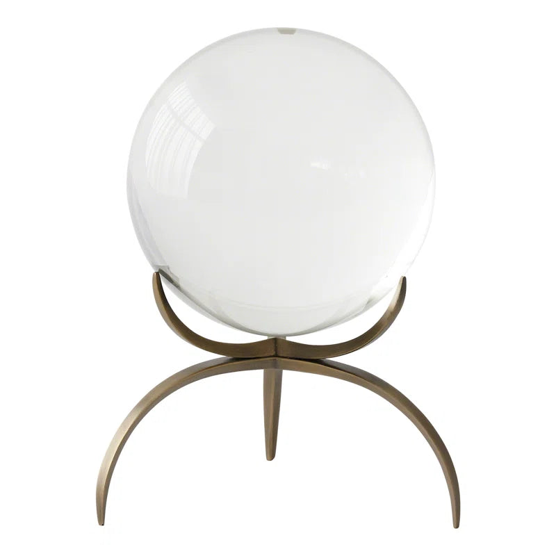 Clearlight Orb Bronze Lead Crystal Abstract Sculpture - Modern Decorative Table Decor