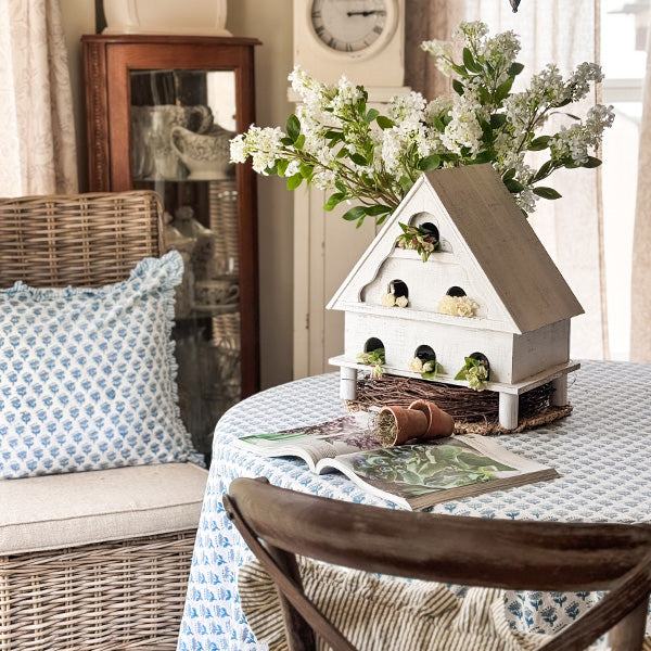 Distressed White Wood Functional Bird House | Outdoor Rated