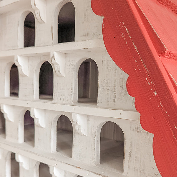 Red Roof Multi Tiered Functional Birdhouse