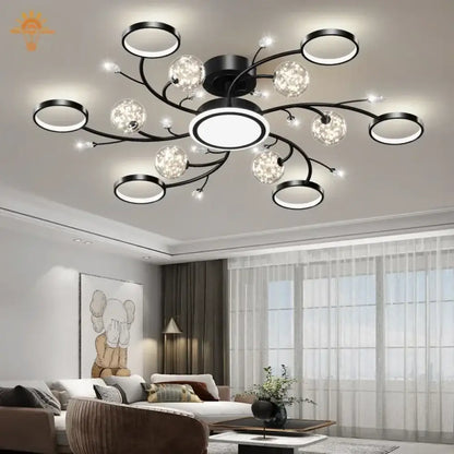 Black Ceiling Chandeliers - Modern Living Room and Hall Ceiling Light Fixture with Romantic Starry Gold Creative Ceiling Lamp for the Bedroom