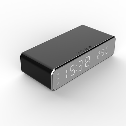 LED Alarm Clock with Wireless Charger and USB Port