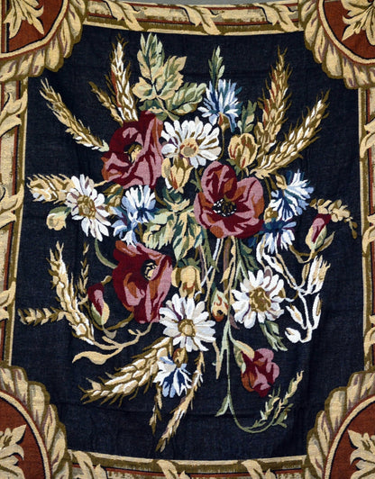Tache Floral Wheat Bouquet Harvest Tapestry Throw with Fringe (1358)