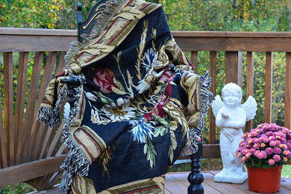 Tache Floral Wheat Bouquet Harvest Tapestry Throw with Fringe (1358)