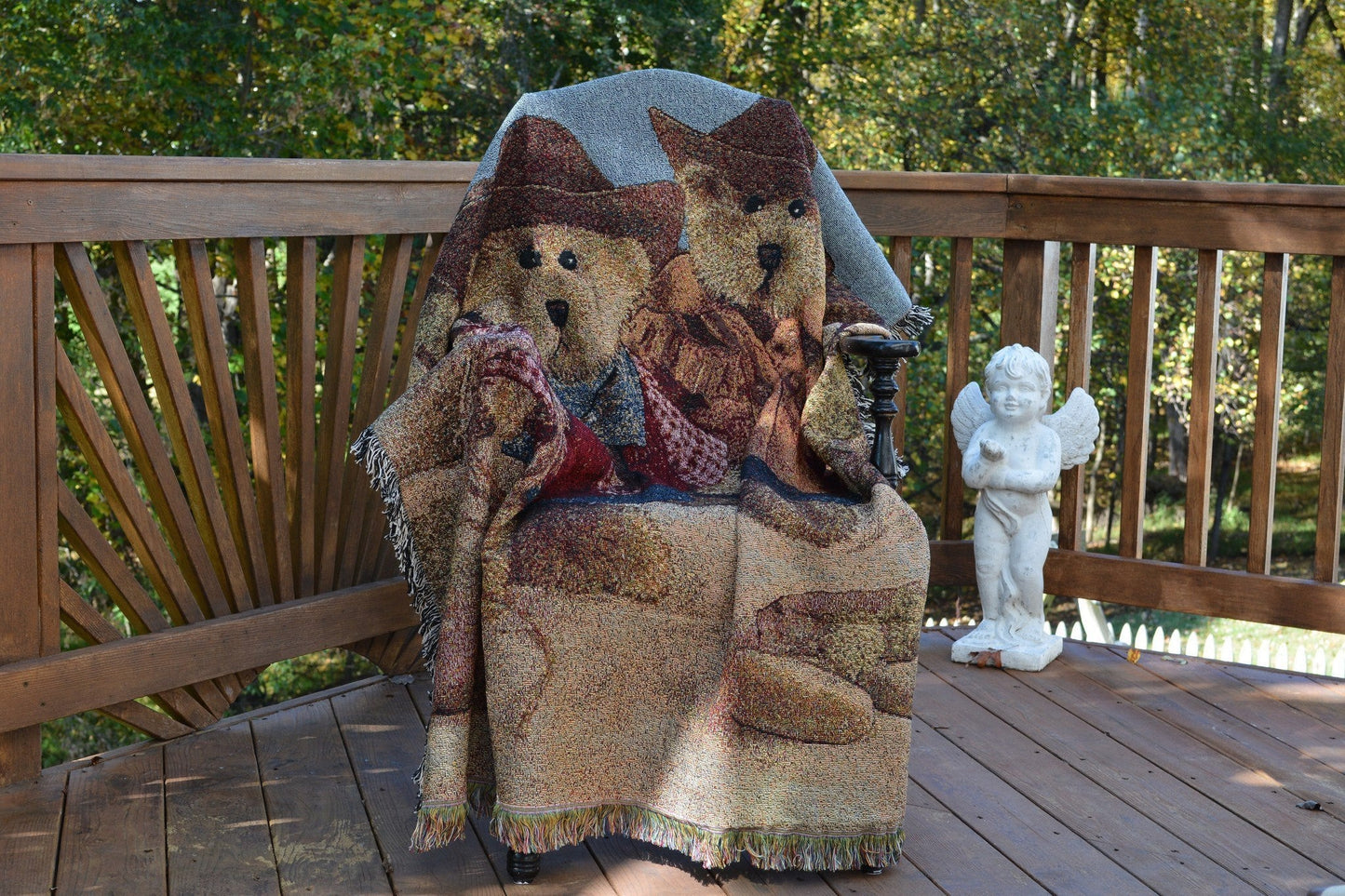 Tache Teddy Bear Western Cowboy Tapestry Throw with Fringe (2173)