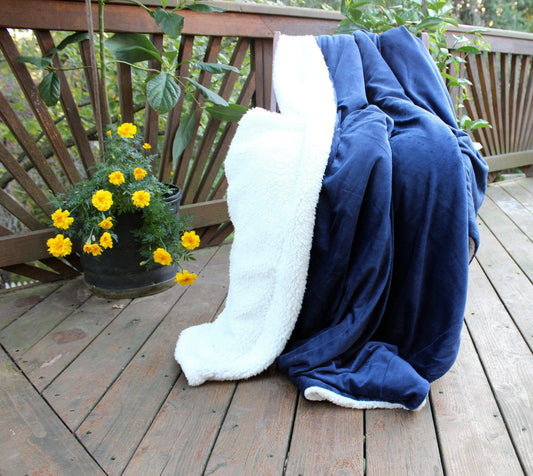 Tache Dark Navy Blue Sherpa Winter Night Micro Fleece Throw Blanket (SMF5060BL)