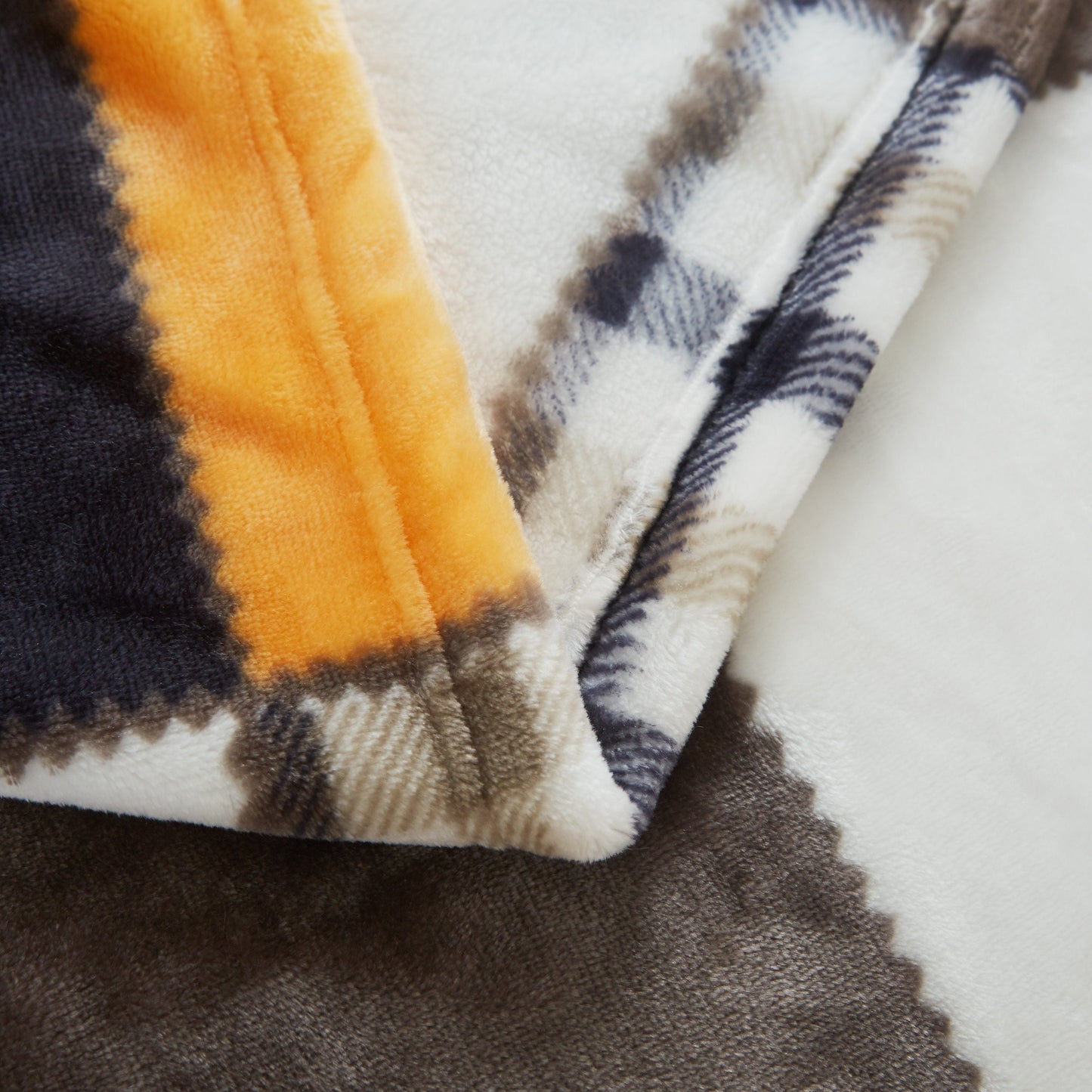 Tache Fall Orange Farmhouse Super Soft Micro Fleece Plaid Patchwork Plush Lightweight Bed Throw Blanket (4021)