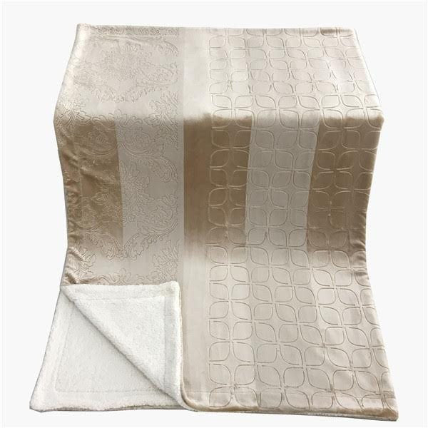 Tache Embossed Bubbly Champagne Beige Sherpa Throw Blanket (TA62088)
