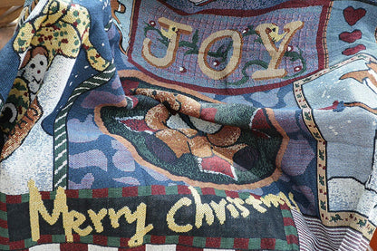 Tache Wonderful Season Snowman Tapestry Throw Blanket with Fringe (2270)