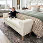 56 Inch Modern Boucle Accent Bench with Round Pillows