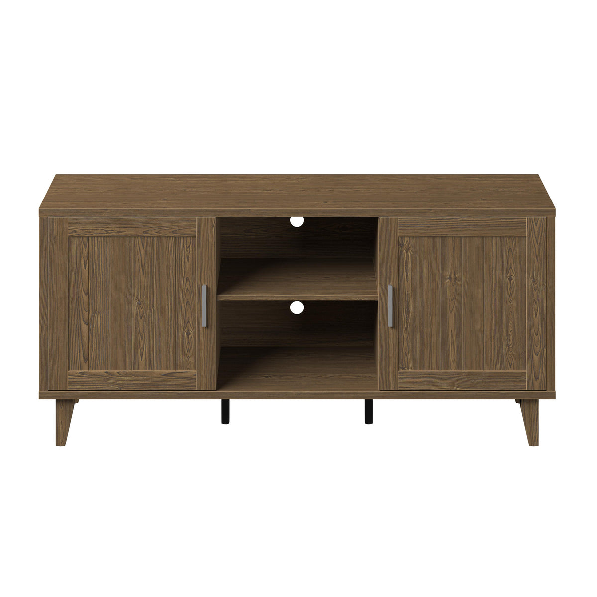Modern 60 Inch TV Stand with Storage & Cable Management - Walnut