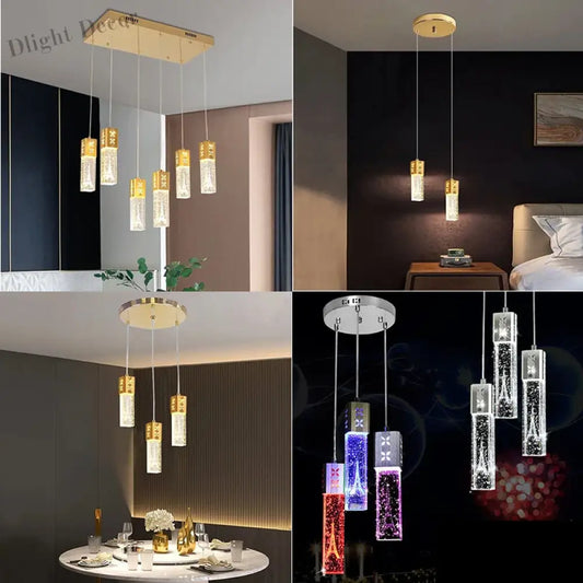 Bubble Crystal LED Pendant Lights and Wall Lamps - Modern Indoor Decor Lighting for Living, Dining, Bedroom, Aisle, and Corridor in Gold or Silver