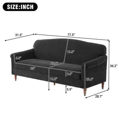 Loveseat Sofa 2 Seater Couch with Rolled Arms - Gray or Dark Gray