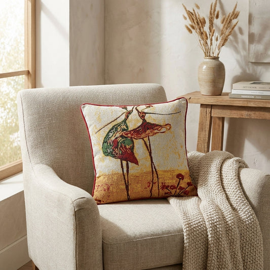 Golden Beige Woven Tapestry Throw Pillow Cover