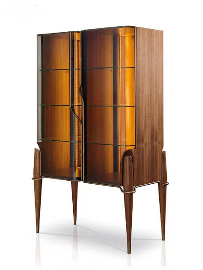 Luxury Italian Wine Cabinet - Customizable Home Bar Furniture, Solid Wood and Stainless Steel Wine Storage