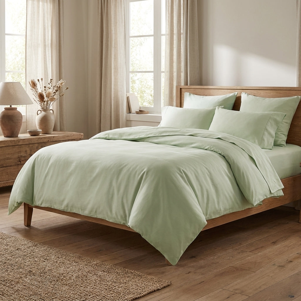 Polyester Sage Green Duvet Cover Set