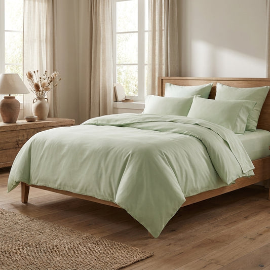 Polyester Sage Green Duvet Cover Set