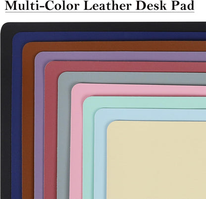 PU Leather Desk Pad with Suede Base, Multi-Color Non-Slip Mouse Pad, 32” X 16” Waterproof Desk Writing Mat, Large Desk Blotter Protector (Light Green)