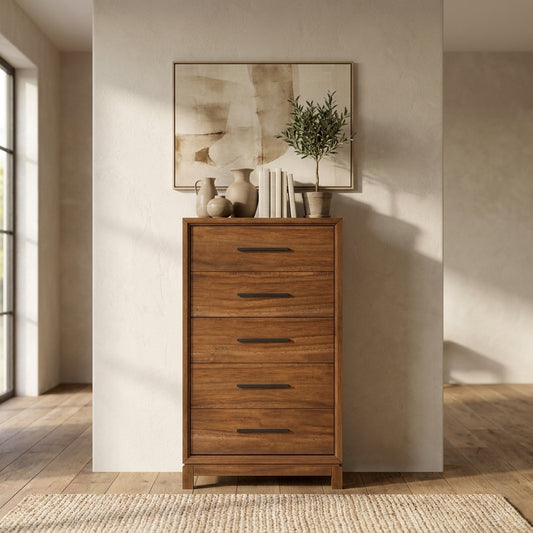 Nova 5-Drawer Chest with Bronze Hardware and Dovetail Drawers