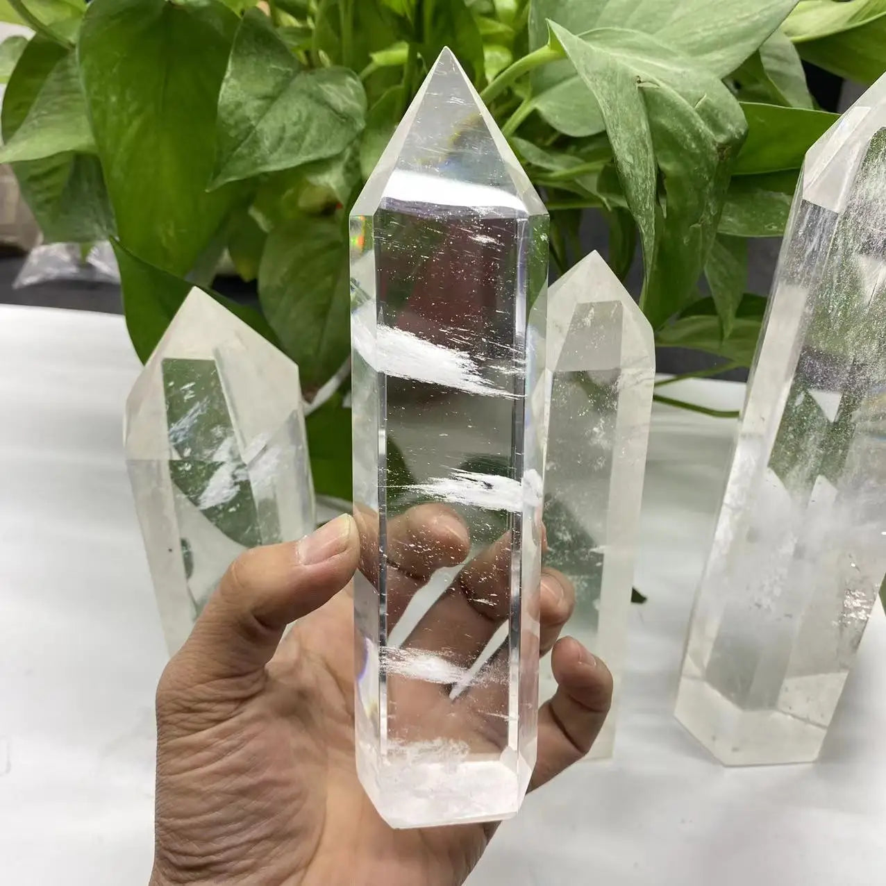 Big Size Clear Melting Stone Quartz Obelisk Crystal Wand Point for Healing and Feng Shui Home Decoration