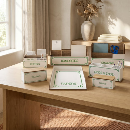 Green & White Desktop Organizer, Choose Your Style