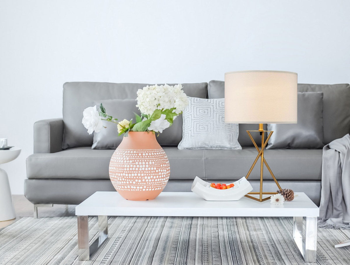 26.25" Tall Ester Mid-Century Metal Table Lamp with Hourglass Design - Gold