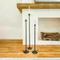 Tall Hand-Forged Cast Iron Floor Candle Holders, Set of 3