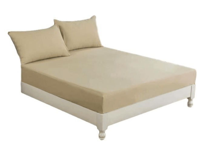 DaDa Bedding Poplin Cotton Tan Beige Fitted Sheet and Pillowcase (JHW-546)