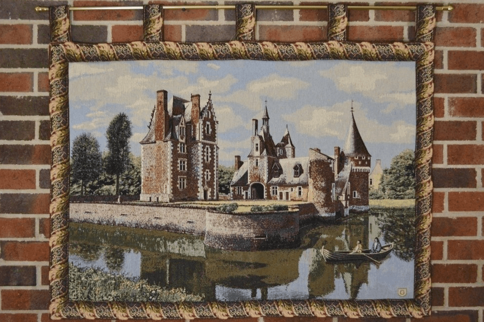 Tache Chateau du Moulin Tapestry Victorian Summertime Manor Landscape Woven Wall Hanging (3562HL2)