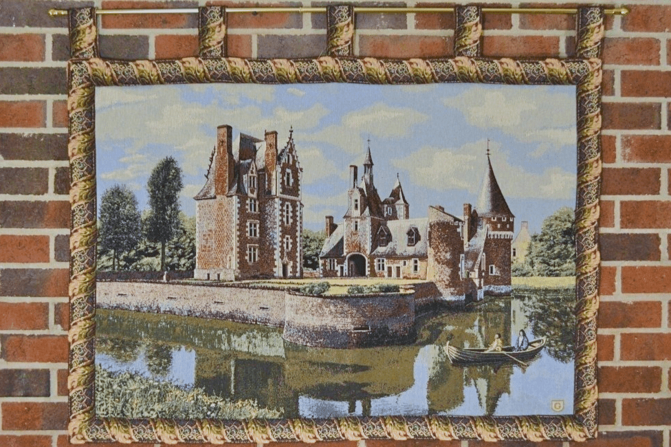 Tache Chateau du Moulin Tapestry Victorian Summertime Manor Landscape Woven Wall Hanging (3562HL2)