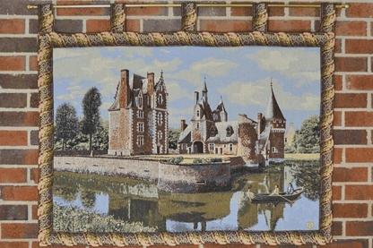 Tache Chateau du Moulin Tapestry Victorian Summertime Manor Landscape Woven Wall Hanging (3562HL2)